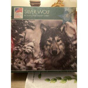 Silver Wolf Over 550 Piece Jigsaw Puzzle Great American Puzzle Factory New!